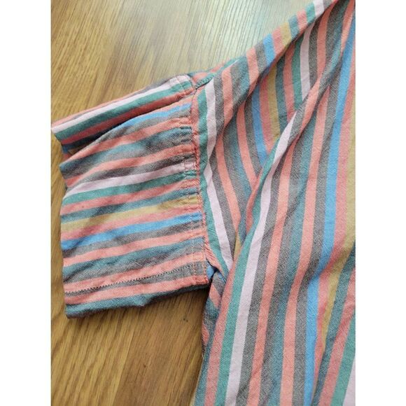 Madewell Women's V-Neck Multicolor Stipe Button-Back Courier Pullover Blouse Siz - Picture 3 of 10